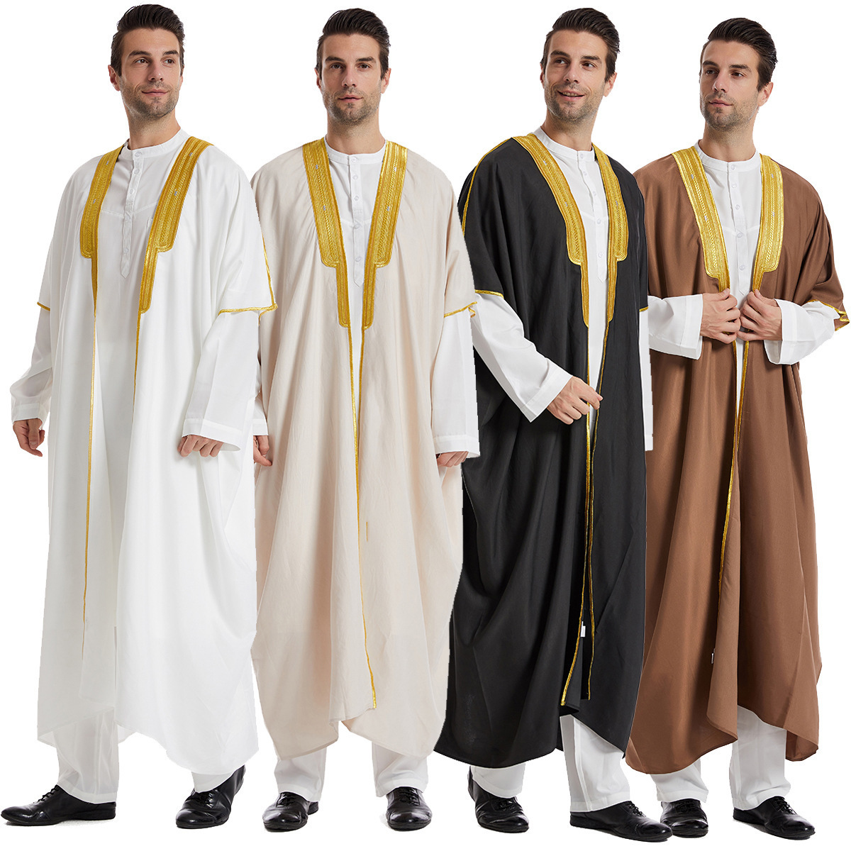 Man Thobes short Sleeves Islamic Clothing Kuwait Jubba High quality Dubai arabic moroccan Men Bisht Abaya Men Thobe Thawb Caftan