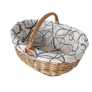 House used wicker storage basket willow shopping basket with cotton lining and car basket