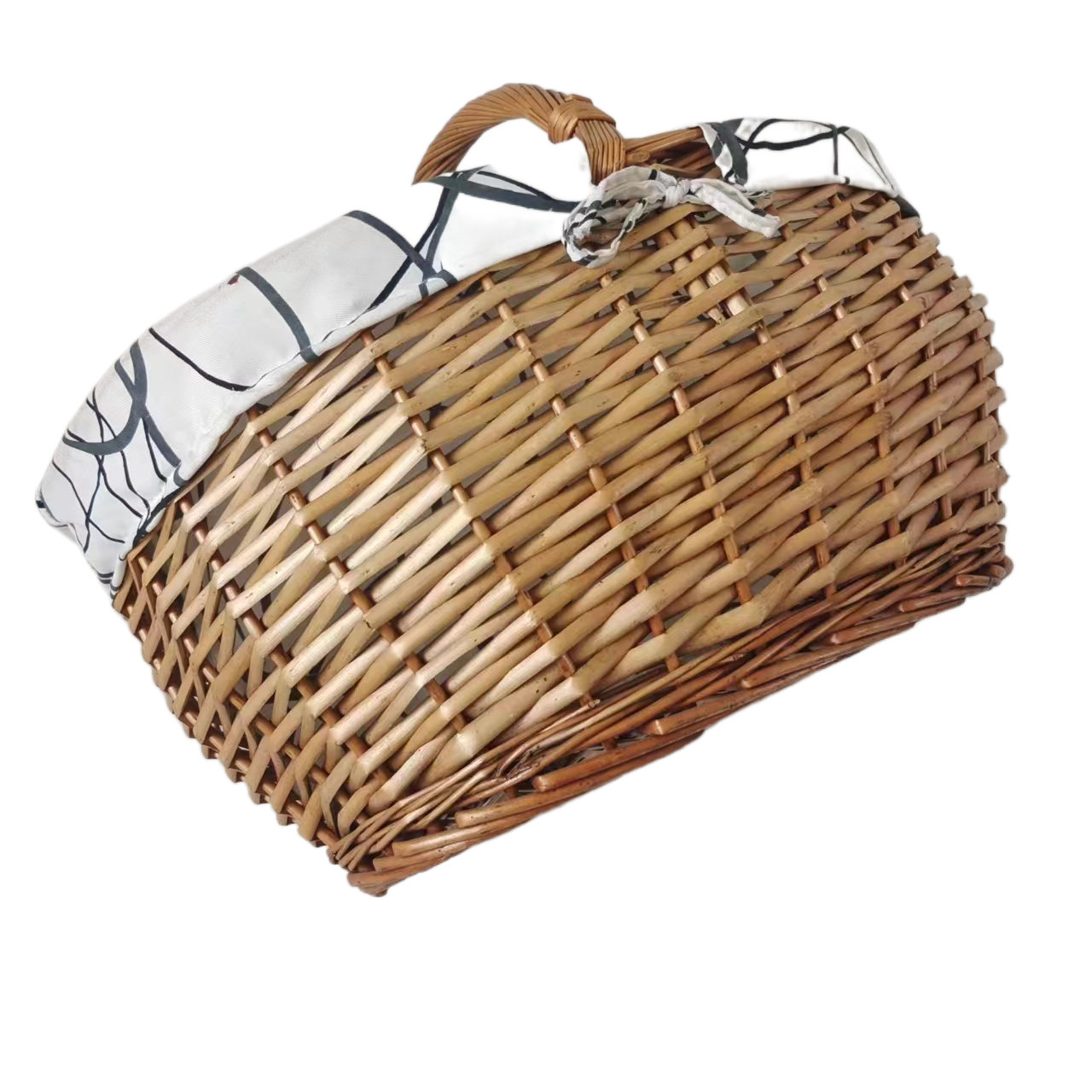 House used wicker storage basket willow shopping basket with cotton lining and car basket