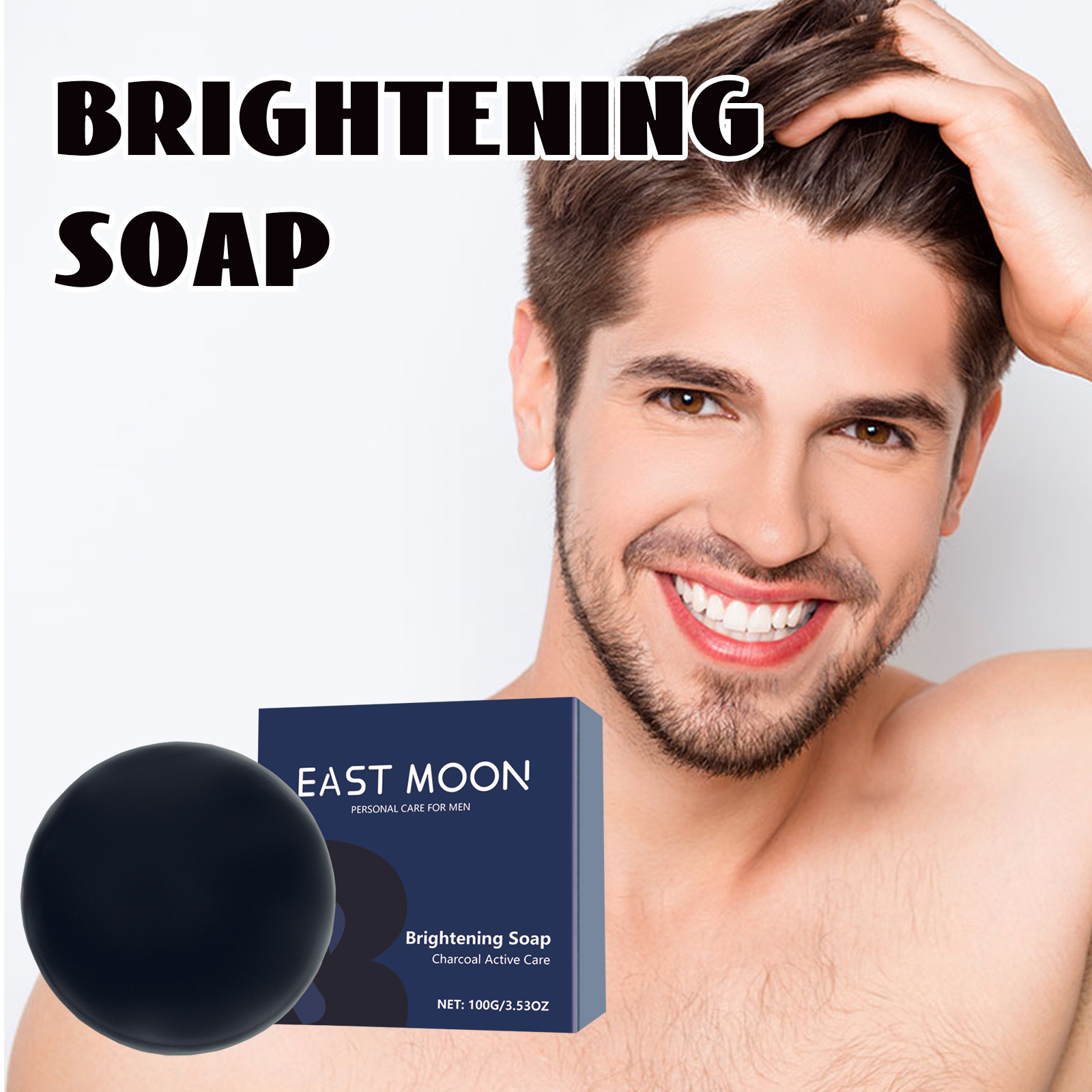 East Moon Deep Cleansing Body Face Skin Brightening Acne Reduce  Moisturizing Smoothing Charcoal Active Bar Soap