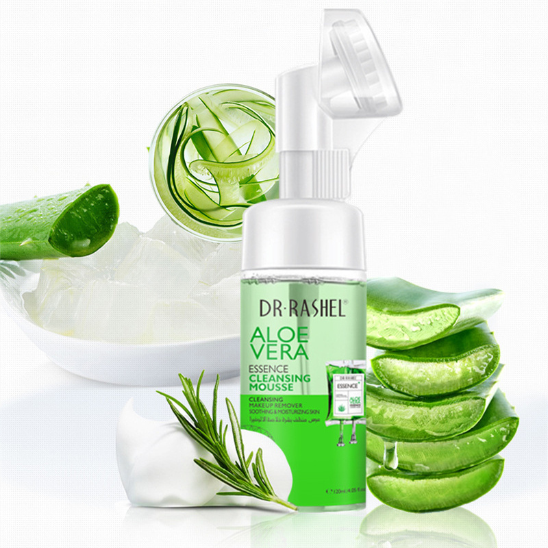 Skin Care Aloe Vera Cleansing Mousse Deep Clean Pores Moisturizing Makeup Removal Foaming Facial Cleanser With Silicone Brush