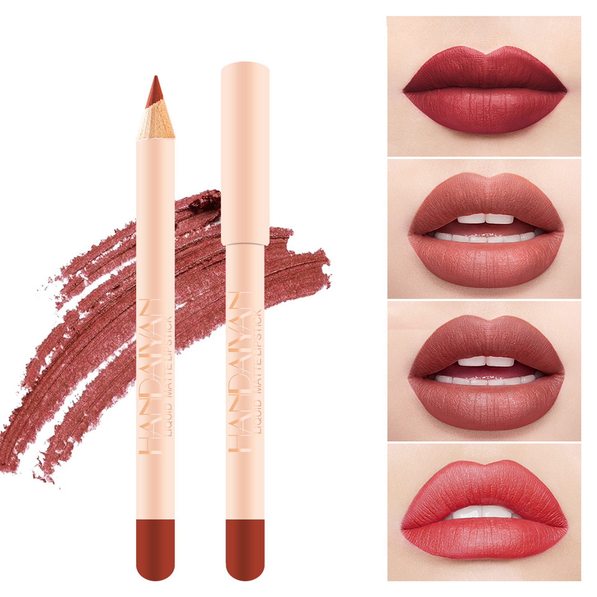 HANDAIYAN nude pink gel lip liner lipstick crayon waterproof long lasting matte lips pencil lip contours set