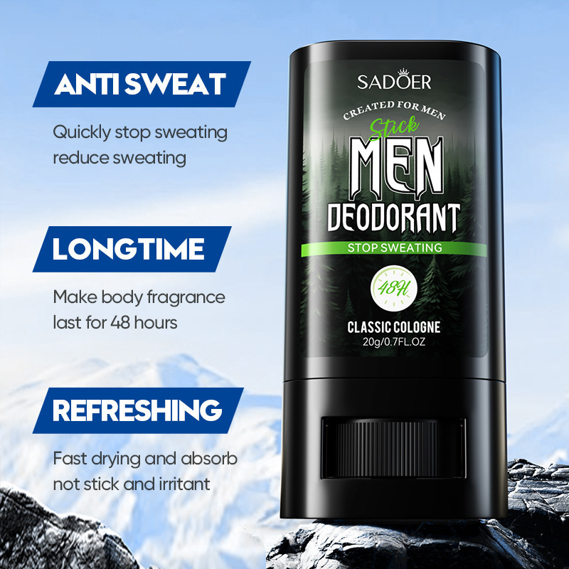 SADOER Antiperspirant Stick Long-lasting Refreshing Fragrance Pocket Perfume Roll-On Deodorant For Men