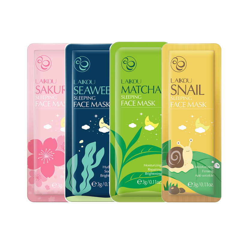 LAIKOU Sakura Snail Seaweed Moisturizing Sleeping Mask Cream Portable Face Mask Anti Wrinkle Hydrating Nourishing Skin Care