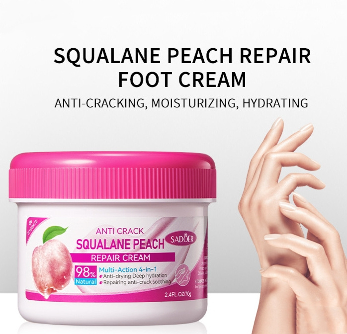 SADOER Organic Heels Dead Skin Removal Exfoliating Nourish Anti-cracking Squalane Peach Repair Cream