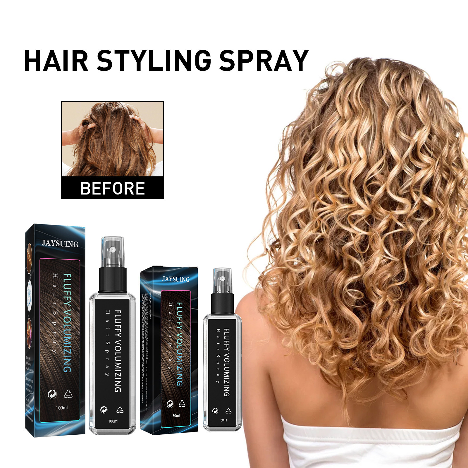 Private Label 100ML Fluffy Volumizing Nourishing Hair Styling Extra Hold Add Shine Braid Fast Drying Spray