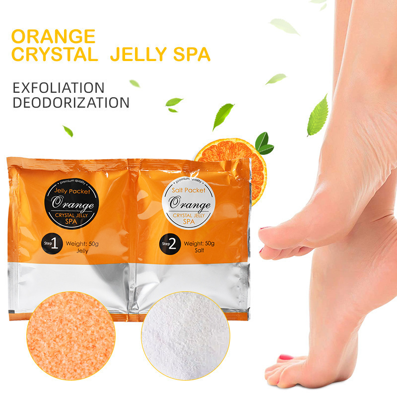 Pedicure Foot Rest Feet Care Foot Spa Soak Bath Salt Orange Green Tea Lemon Rose Lavender Jelly Packet For Foot Spa