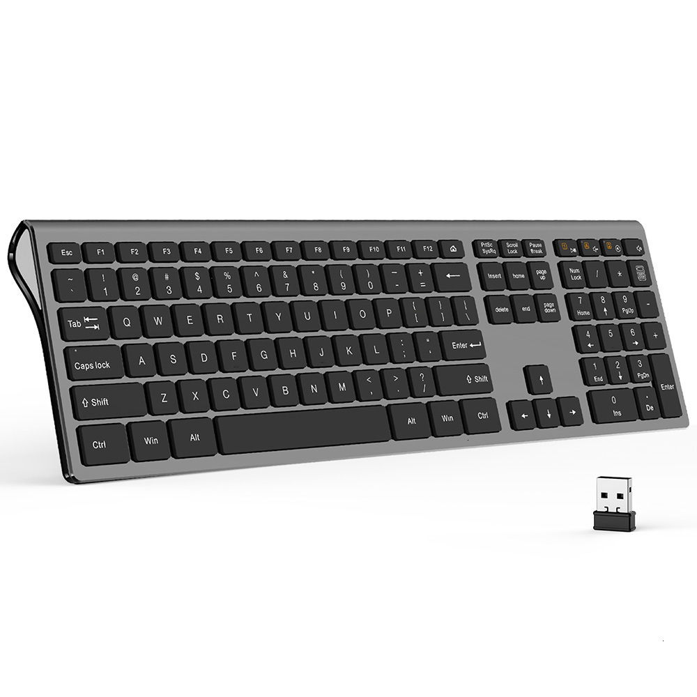 USB Wireless Keyboard for Laptop Desktop Scissors Switch Keyboard Thin Full Size 109 Keys Slim Keyboard