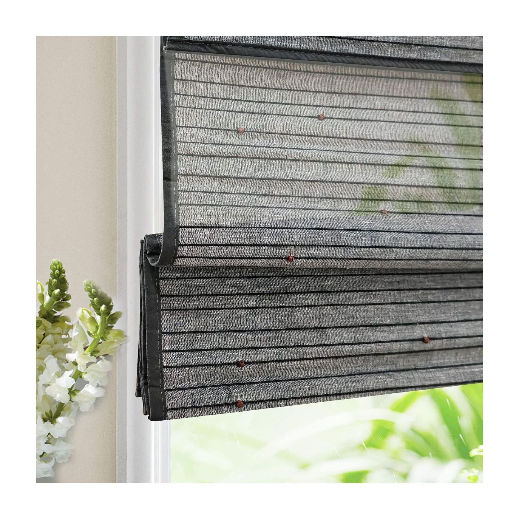 Blackout Roller Window Bamboo Chick Blinds Venetian Blind Vertical Shading Smart Black Bamboo Blinds For Window