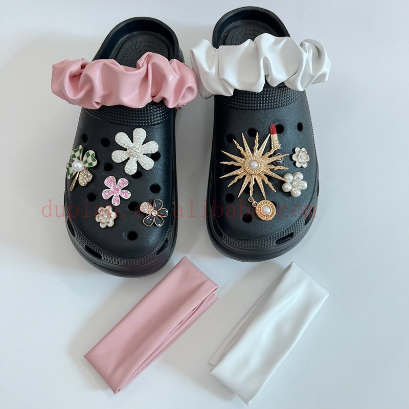 Diy Cover Shoes Leather Strap Shoe Cover Charms Custom With Rhinestone Shoe Accessories Shoelace Personalisation Designer Charms