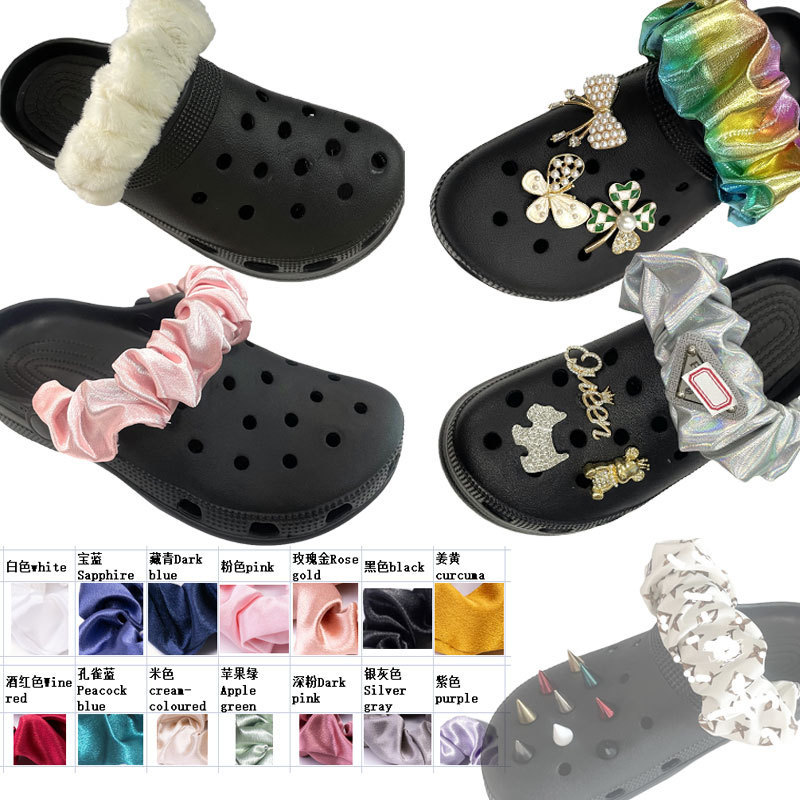 Wholesale Diy cover shoes Cloth strap shoe Cover Charms Custom Bling Shoelace Personalisation Designer shoe Charms Clog