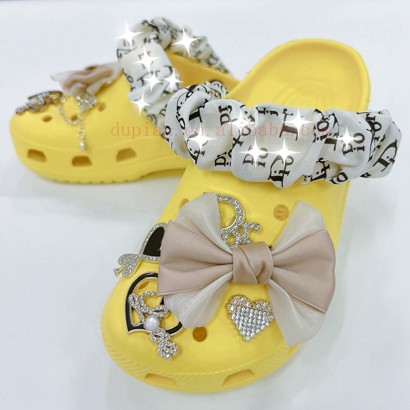 Designer Charms Cloth Cover Shoes Strap Shoe Cover Charms Custom With Rhinestone Shoe Accessories DIY Shoelace Personalisation