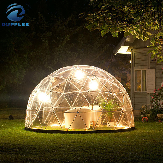 Hot Dip Galvanized Steel Tube PVC Glamping Geodesic Dome House Tent Clear Igloo Dome Tent