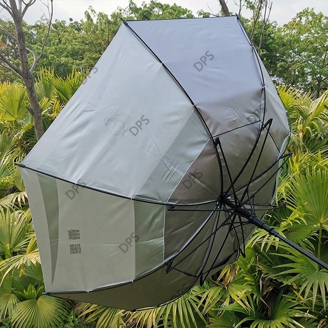 Customized Automatic Open Double Layer Black Straight Windproof Golf Umbrella For Gift