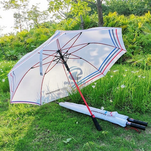 CSU001 Modern Light Blue Semi-Automatic Straight Umbrella 120cm Long Transparent Plastic Handle Custom Logo Printing Adults