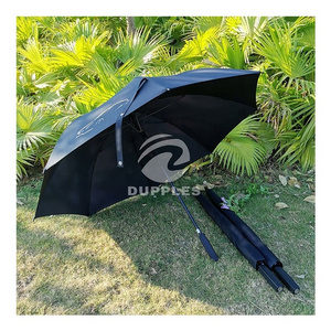 CSU008 23-Inch Custom Logo Pongee Waterproof Folding Straight Umbrella with Hotel Plastic Handle Quick Shipment Promotional Item