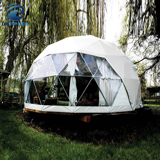 Hot Dip Galvanized Steel Tube PVC Glamping Geodesic Dome House Tent Clear Igloo Dome Tent