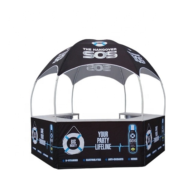 Best Quality Commercial Advertisement Display Kiosk Dome Tent Outdoor Folding Hexagonal Dome Gazebo With Tables