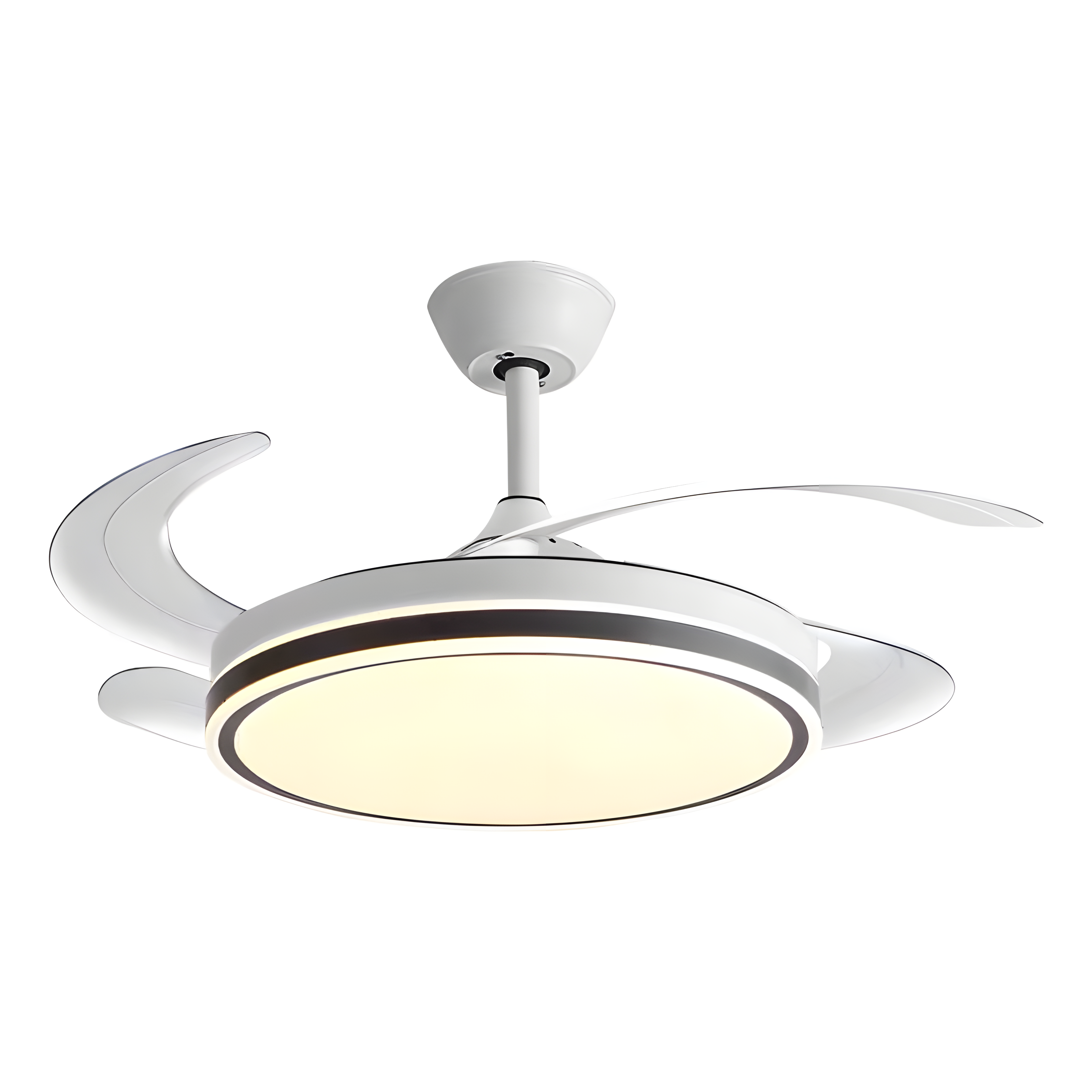 Chandelier 4 ABS Blades All Copper Moto Retractable Invisible Led Ceiling Fan With Light And Remote