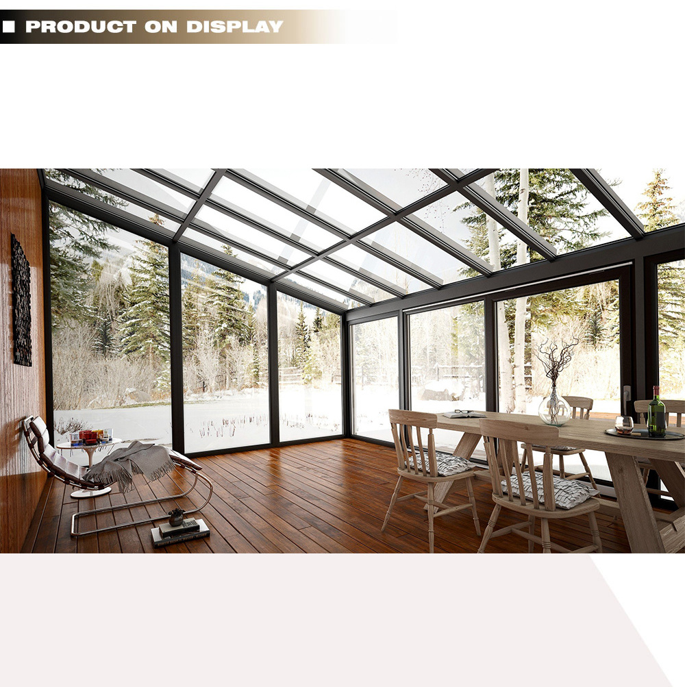 Customized size low-e glass house frame aluminum kits sunroom sliding outdoor sunroom sunrooms glass houses