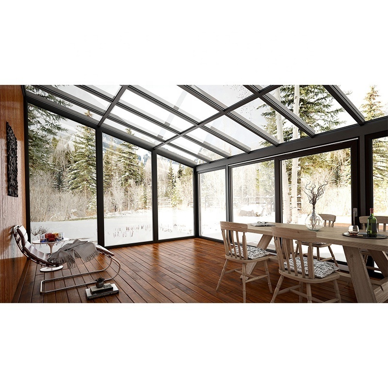 Customized size low-e glass house frame aluminum kits sunroom sliding outdoor sunroom sunrooms glass houses