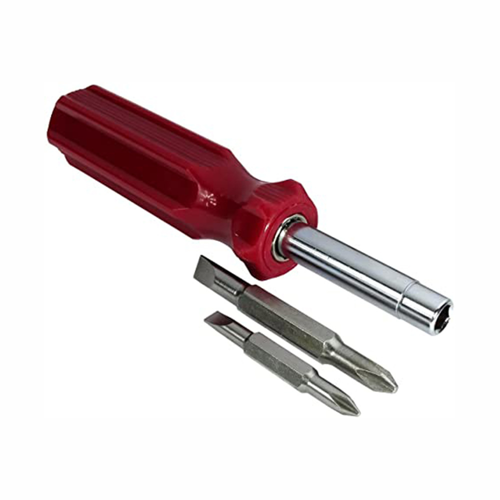 Magnetic Flat Head & Phillips Reversible Screwdriver 5mm/6mm High- Strength Bits Portable Multi-Purpose Screwdriver