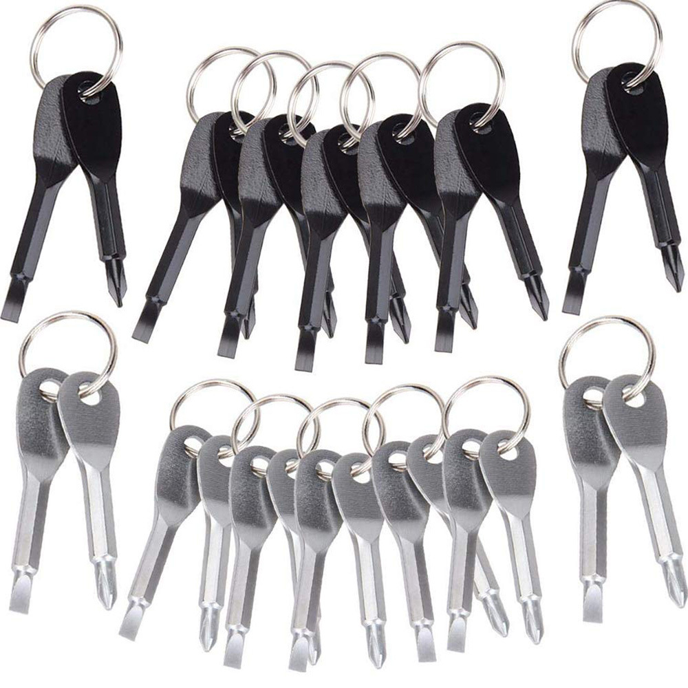 Mini Screwdriver Set Key Chain  Pocket Screwdriver With Keychain Portable Keys Ring Cross and Slot Type