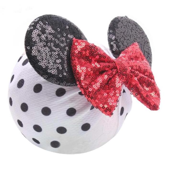 In stock cute kids minnie ears baby headband girls hair accessories with bow