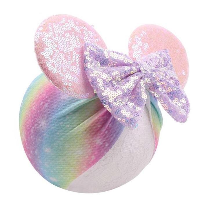 In stock cute kids minnie ears baby headband girls hair accessories with bow