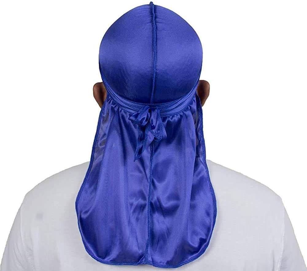 Solid Sport Silk Durag African Men's Turban Head Wrap long tail silky  headwrap du rag bandana