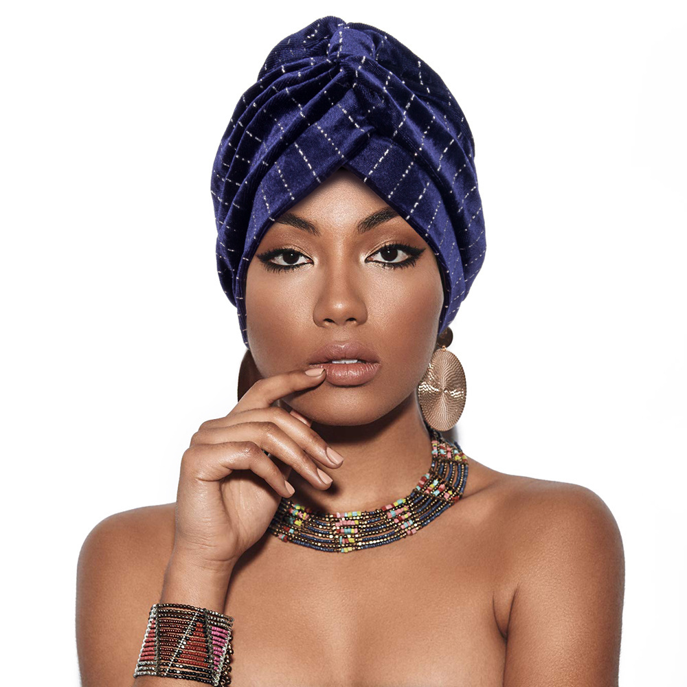 wholesale stretch velvet head wrap chemo sleep cap for ladies muslim women turban hats