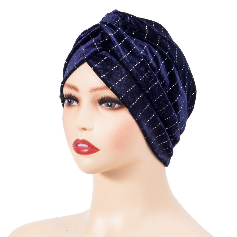 wholesale stretch velvet head wrap chemo sleep cap for ladies muslim women turban hats