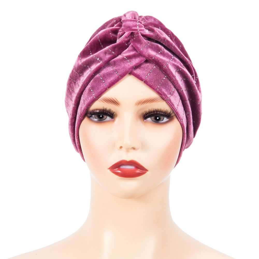 wholesale stretch velvet head wrap chemo sleep cap for ladies muslim women turban hats