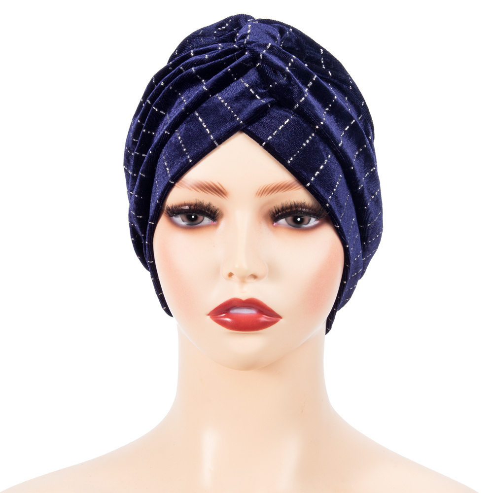 wholesale stretch velvet head wrap chemo sleep cap for ladies muslim women turban hats