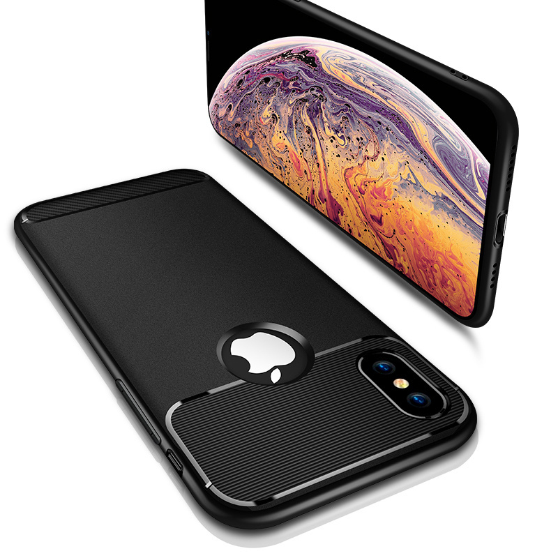 Slim Unique Shockproof Hybrid Armor Stripe Carbon Fibre TPU Defender Smart Battery Cases Cover For Apple Iphone Xs Max Xr X