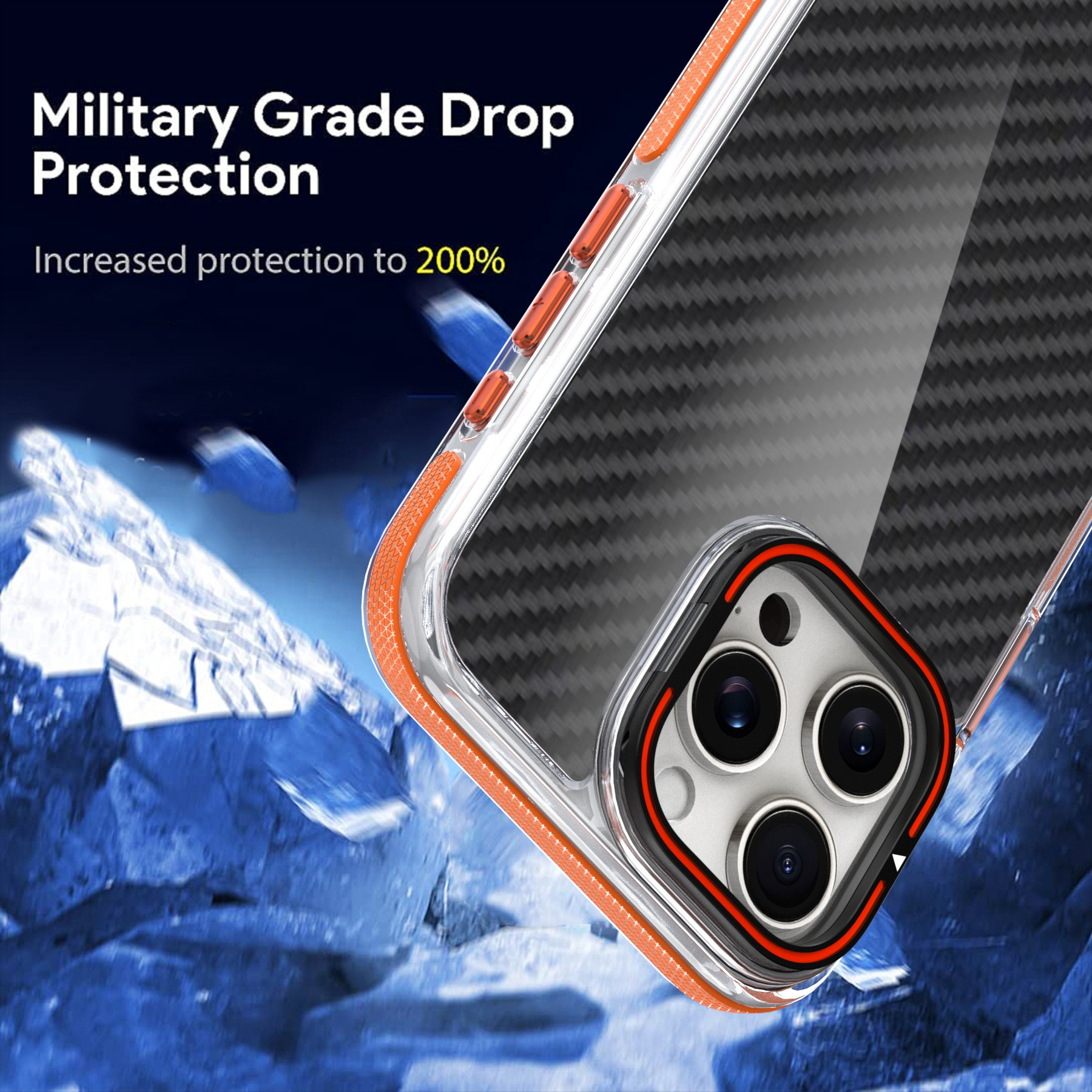 New Arrival Full Body Shockproof Acrylic Carbon Fiber Texture Phone Case With Camera Ring Holder For Samsung A05 A15 A25 A34 A55