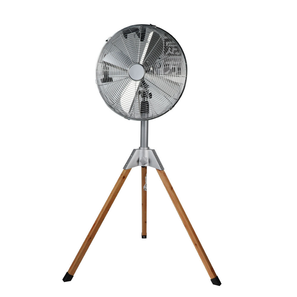 Factory Direct Sale Wide Oscillating Fan Air cooling Electric 16 inch Retro Metal Wood Stand Tripod Fan Pedestal Fan