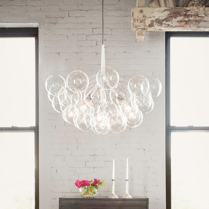 Nordic Designer 9 /12 /18 Heads Glass Chandelier White Coffee Wires Hanging Light Dinning Room Light Fixtures