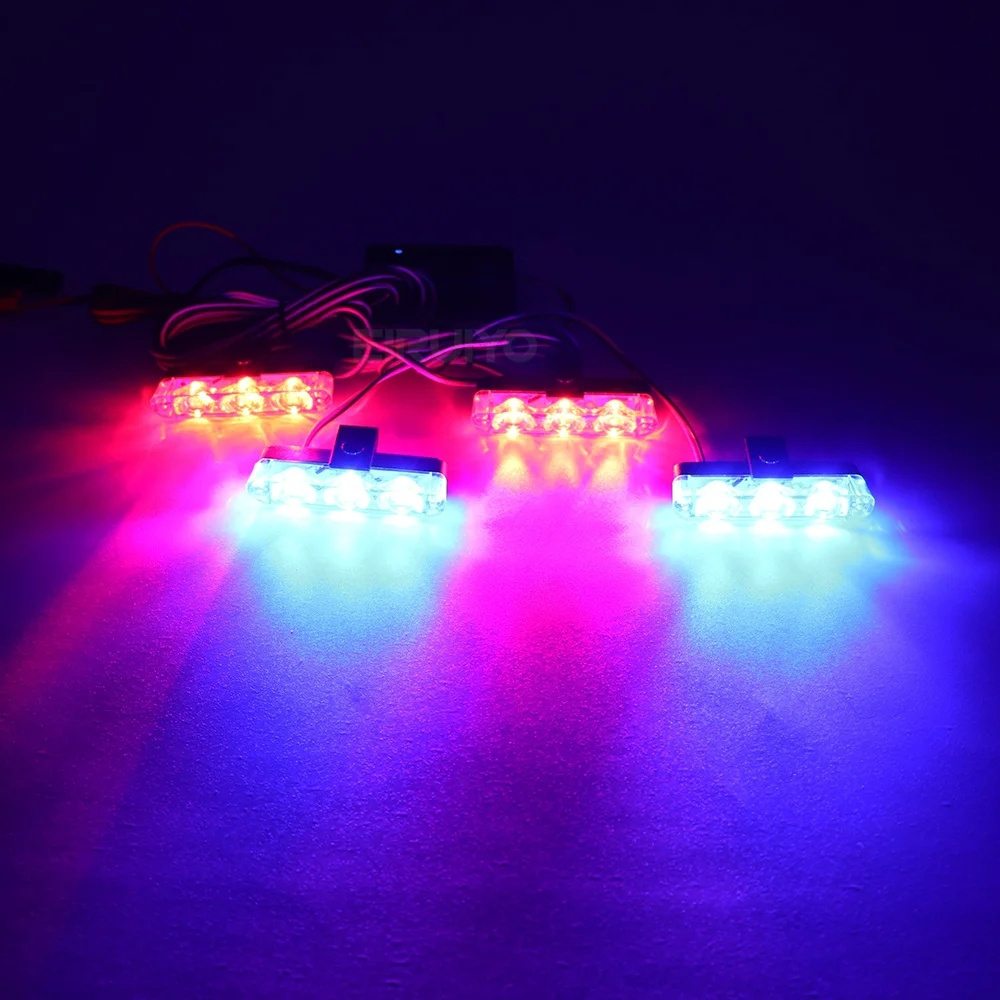 Flash Warning Lamp Red Blue Yellow Rescue Vehicle Emergency Flasher Signal Lighting 3 LED Car Front Grille Strobe Lights