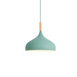 Nordic Simplicity Restaurant Wood Kitchen Light Fixtures Modern E27 Macaron Colorful LED Loft Pendant Hanging Lights