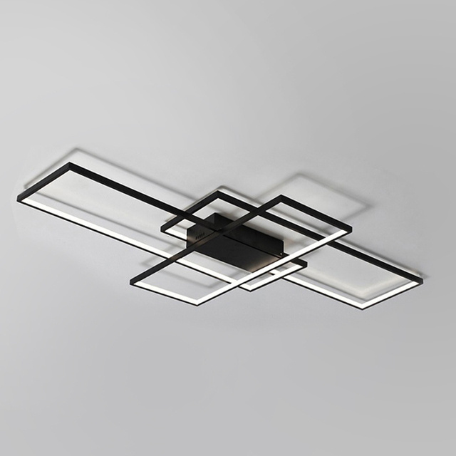 Minimalism Living Room Bedroom Home Rectangular Square Black White Modern Led Ceiling Lights