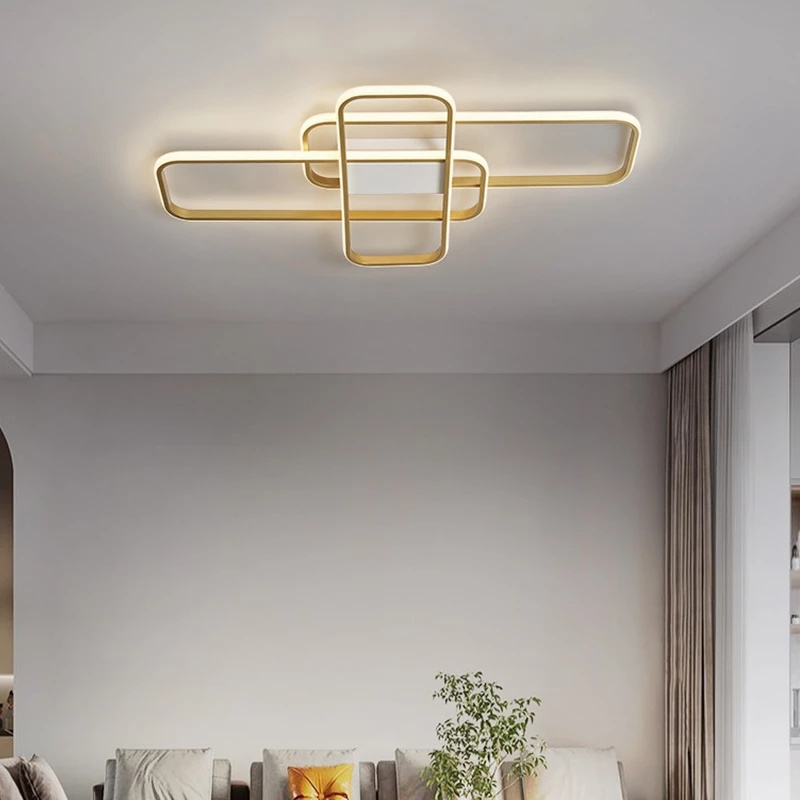 Minimalism Living Room Bedroom Home Rectangular Square Black White Modern Led Ceiling Lights