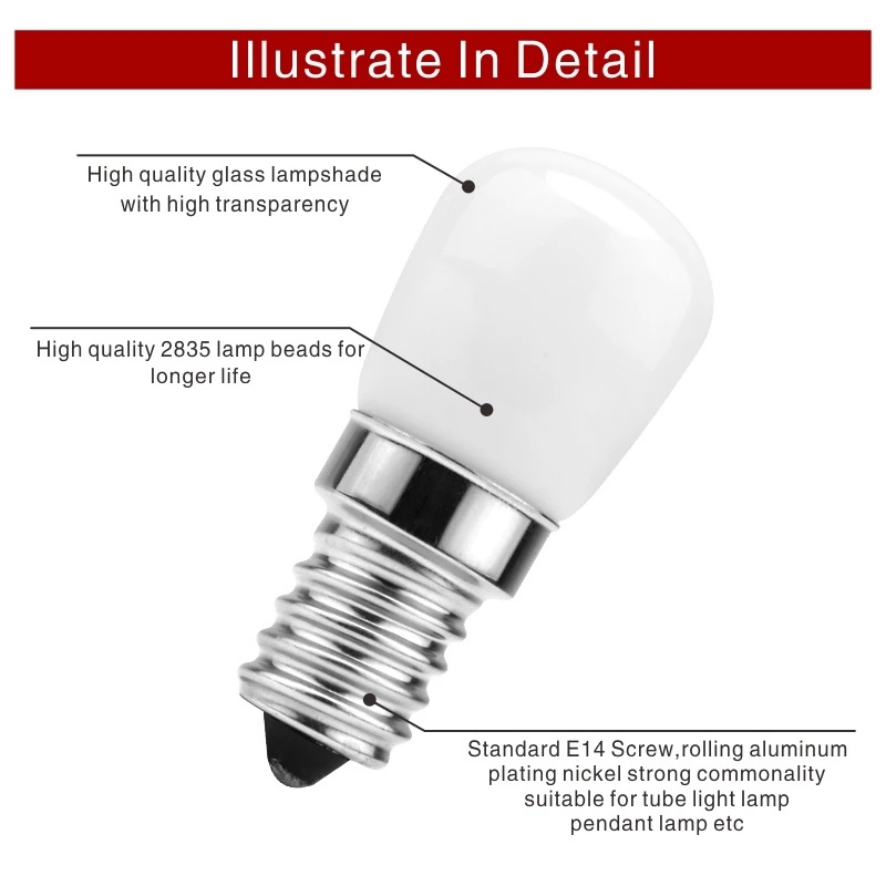 3W E12 E14 LED Fridge Light Bulb Refrigerator Corn Bulb AC 220V LED Lamp Cold/Warm White SMD2835 Replace Halogen Light