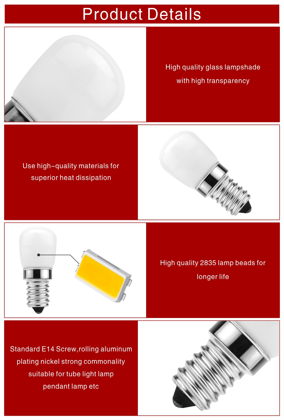 3W E12 E14 LED Fridge Light Bulb Refrigerator Corn Bulb AC 220V LED Lamp Cold/Warm White SMD2835 Replace Halogen Light