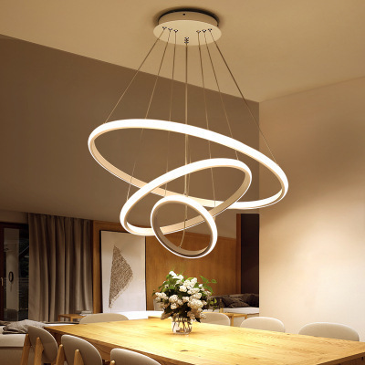 2021New Modern Rings Circle Ceiling LED Pendant Lamp Black Loft Dining Room Kitchen ChandeIier Indoor Lighting Fixture