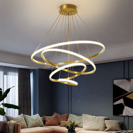 2021New Modern Rings Circle Ceiling LED Pendant Lamp Black Loft Dining Room Kitchen ChandeIier Indoor Lighting Fixture