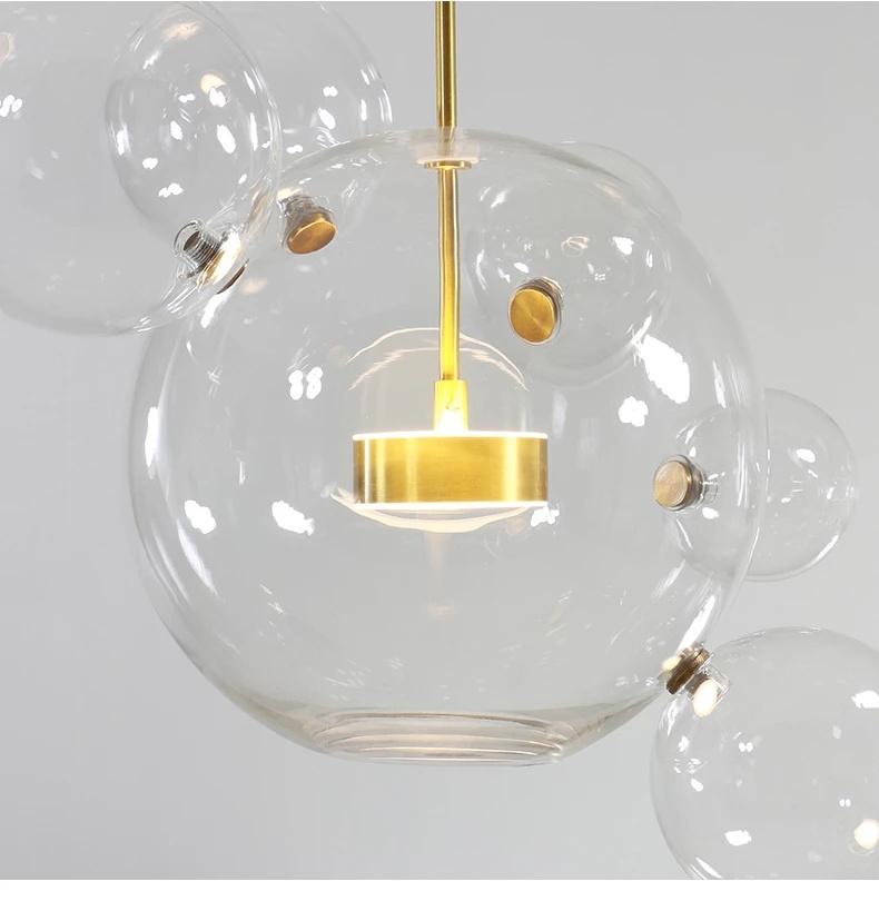 Creative LED Ceiling Chandelier Glass Ball Hanging Light For Dinging Room Modern White Clear Glass Bubble Ball Pendant Light