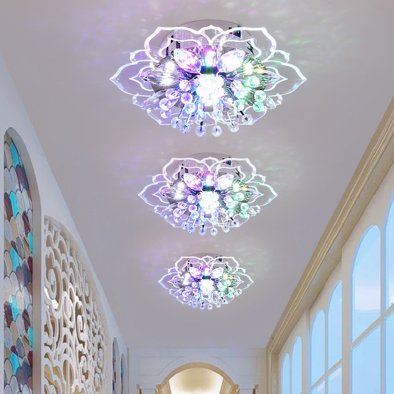 Modern Aisle Hallway Corridor Stairway Villa Gallery Kitchen Coffee Indoor 9/11W Lights Crystal Petals LED Ceiling Chandelier