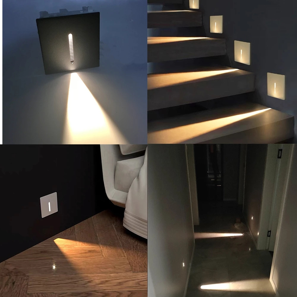 Home Stairs Sconce Light 3W Indoor Pathway Hallway Ladder Night Lighting 85-265V 86 Recessed Led Stairway Step Wall Lamp