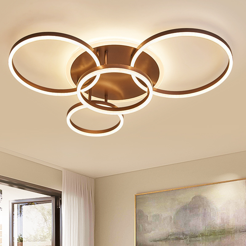 Modern Dimmable LED Chandelier Lighting For Living Room Parlor Foyer Lustres Lampadario Luminaire Ring Gold Chandelier